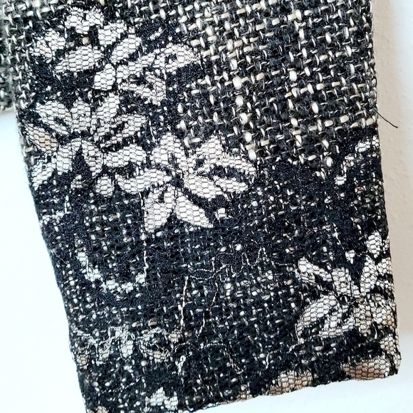 VINTAGE NWT 90s Nine & Co Nine West Black Boucle Lace Accent Jacket Blazer Sz 4 - Picture 3 of 7